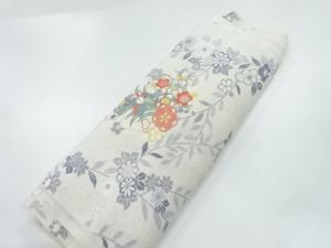 アンティーク　地紙に草花模様着物洗い張り